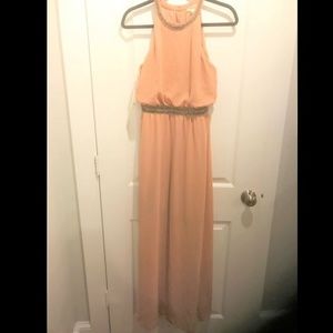 Long Blush Maxi with Jeweled Collar